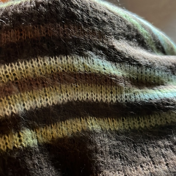 Handmade by Seller Poncho, Kimono One Size Fits Most Green, Brown Stripe - Picture 9 of 11